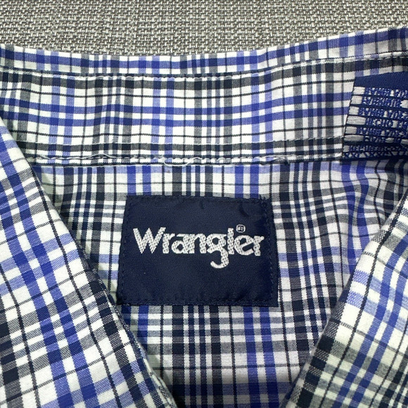 Wrangler Shirt Mens XXL Blue Plaid Pearl‎ Snap Western Cowboy Ranch Rodeo - Picture 2 of 8